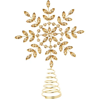 Gold Acrylic Jewel Tree Topper On Shiny Gold 11 In