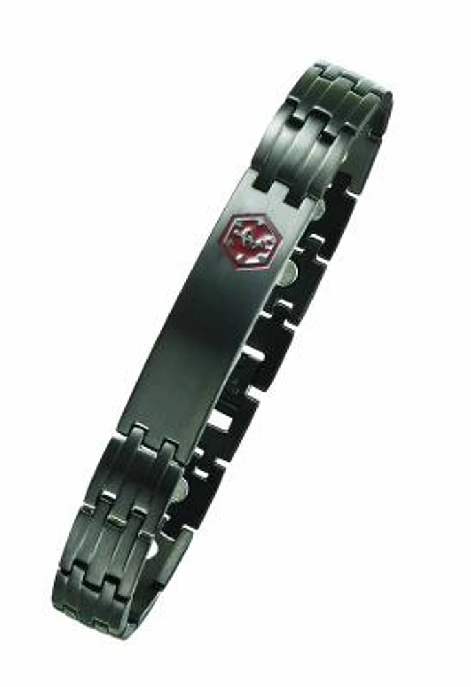 Black Stainless Steel Medical ID Bracelet