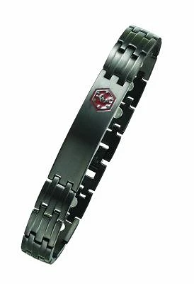 Black Stainless Steel Medical ID Bracelet