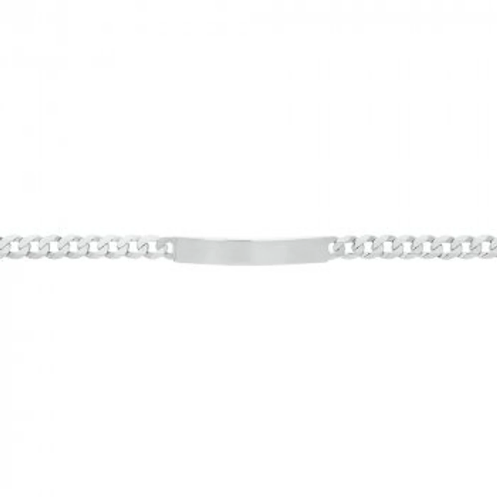 Rhodium Plated Sterling Silver ID Bracelet Curb