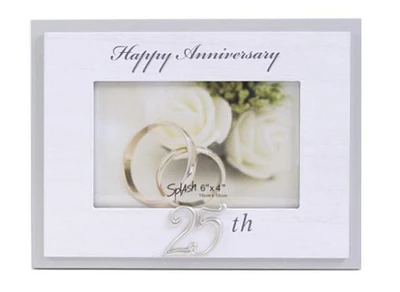 Happy Anniversary 25th White Frame
