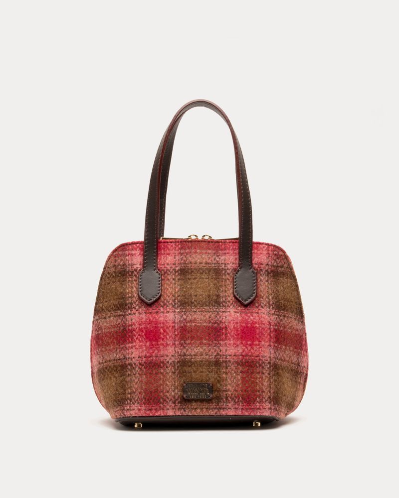 Small Dome Bag Plaid Pattern Double Handle For Daily