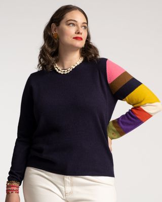 Spencer Stripe Sweater Navy Multi