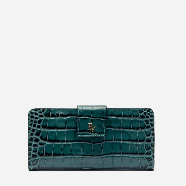 UPTOWN chain wallet in crocodile-embossed shiny leather