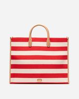 Large Tote Striped Canvas Natural Red