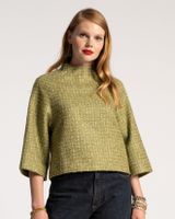 Lily Funnelneck Top Cedar Boucle Wool Green