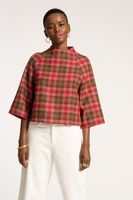 Lily Funnelneck Top Yorkshire Plaid