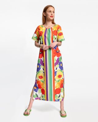 Mags Windowpane Maxi Floral Explosion Candy Stripe