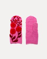 Floral Embroidery Mitten Wool