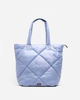 North South Tote Quilted Nylon Light Blue
