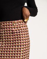 Pencil Skirt Basketweave Plaid Wool