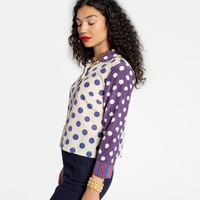 Silk Polka Dot Top Navy Multi