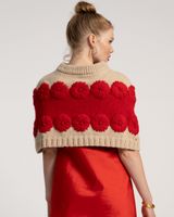 Emma Embroidered Flower Wool Shrug Oyster Red