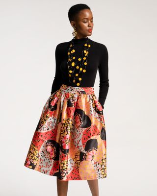 Barbara Gathered Midi Skirt Abstract Print