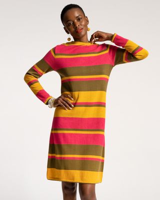 Phoebe Striped Dress Olive Multi