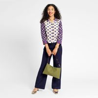 Silk Polka Dot Top Navy Multi