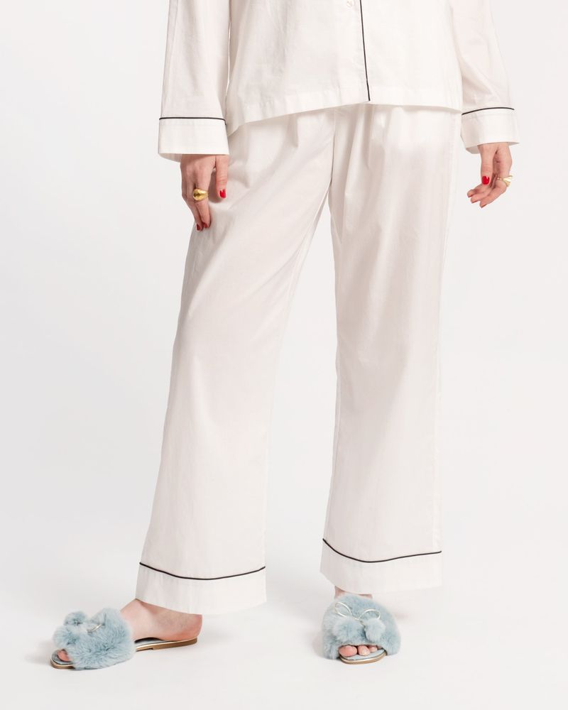 Teddy Pajama Pant White Navy