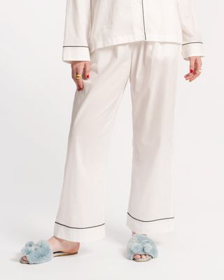 Teddy Pajama Pant White Navy