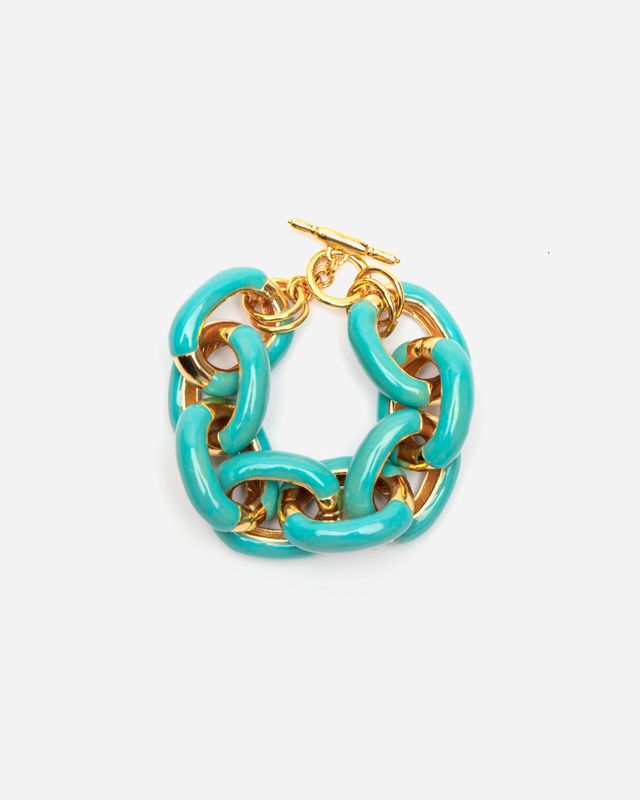 Enamel Link Bracelet Turquoise