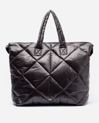 Oversized Tote Quilted Satin Nylon Black