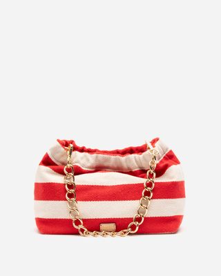 Bici Chain Pouch Striped Canvas Natural Red