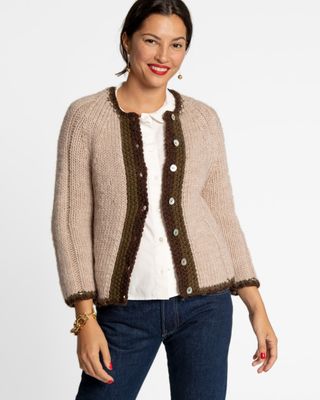 Wool Border Sweater Oatmeal