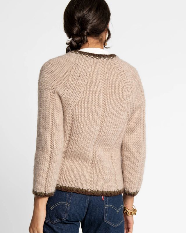 Wool Border Sweater Oatmeal