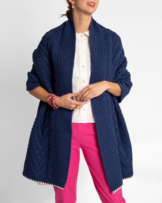 Classic Cable Wrap Colorblock Navy Natural