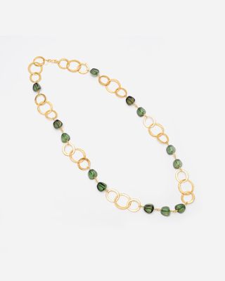 Emerald Gold Disc Necklace