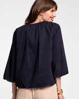Emily Ruched Flower Top Navy