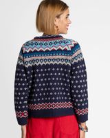 Fair Isle Cardigan Sweater Dark Blue