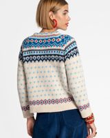 Fair Isle Cardigan Sweater White