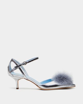 Willow Leather Pom Heels Silver