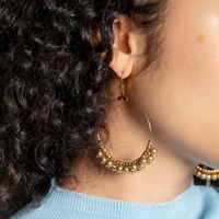 Gold Cluster Hoop Earrings