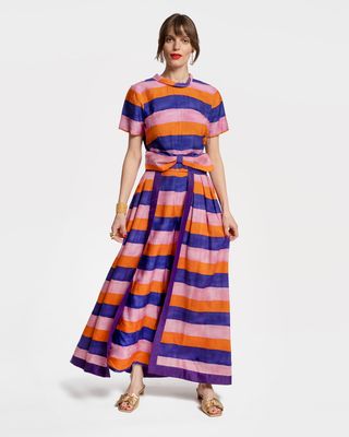 Jumpsuit with Skirt Sherbet Stripe