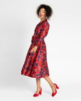 Lucille Wrap Dress Holiday Floral Metallic Jacquard