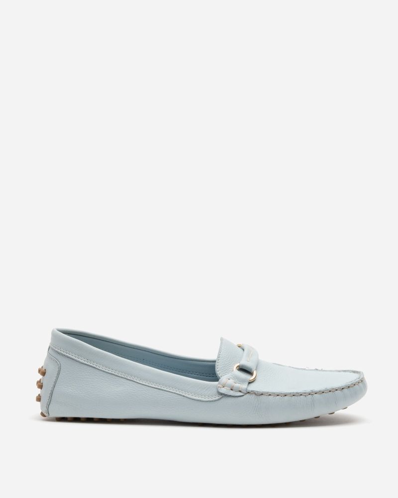 Charlie Driving Moc Tumbled Leather Light Blue
