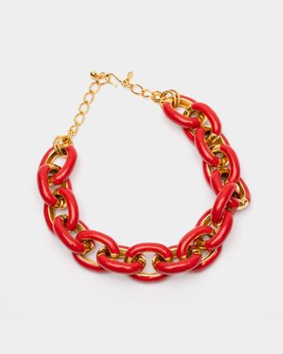 Red Enamel Link Necklace