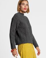 Wool Fisherman Skipper Pullover Charcoal