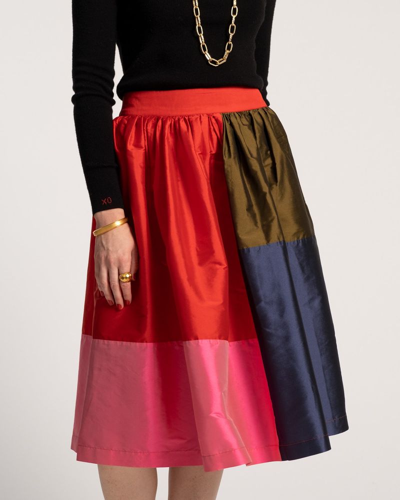 Barbara Gathered Midi Skirt Colorblock