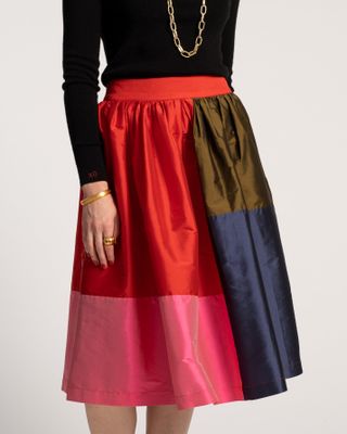 Barbara Gathered Midi Skirt Colorblock