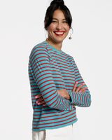 Long Sleeve Striped Shirt Turquoise Red