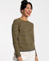 Long Sleeve Striped Shirt Navy Mustard