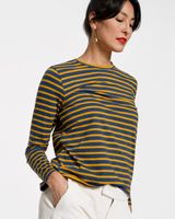 Long Sleeve Striped Shirt Navy Mustard