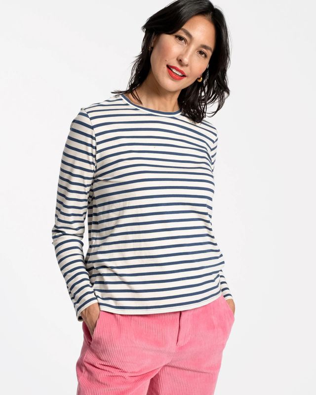 Long Sleeve Striped Shirt Oyster Navy