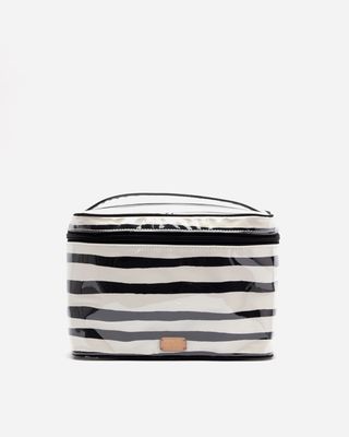 Train Case Cosmetic Painterly Stripe Black Oyster