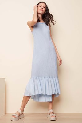 Linen Dress with Ruffle Hem