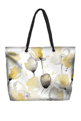 NEUTRAL ABSTRACT FLORAL BEACH TOTE