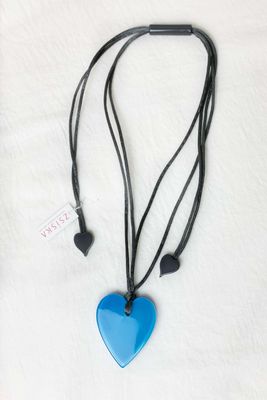 Handmade Small Heart Necklace with Black Cord