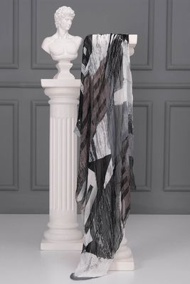 Abstract Layer with Brown Print Scarf